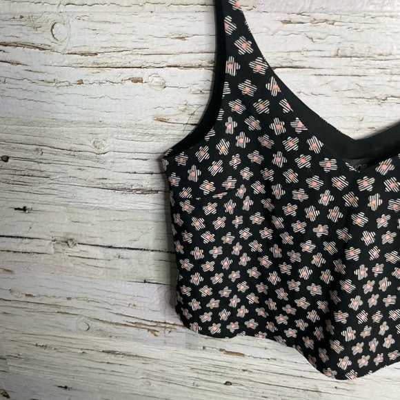 Topshop black floral crop top blouse size 2 - Picture 2 of 9